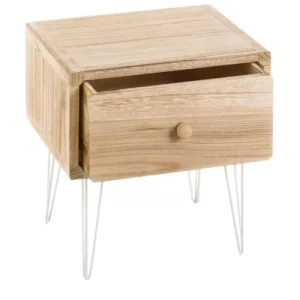 dernières Wadiga Table De Chevet En Bois Et Pieds Métal Blanc 35x30x37cm 8