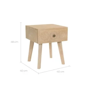 Rendez Vous Déco Table De Chevet En Bois Gravé 1 Tiroir grande popularité 12