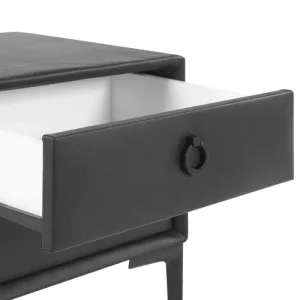 Beliani Table De Chevet En Cuir PU Noir 2 Tiroirs Neuve avec étiquette 16