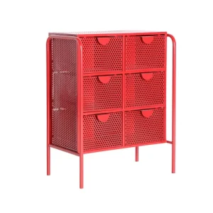 Lastdeco Table De Chevet En Fer Rouge 61x37x77,5 magasin en ligne france 10