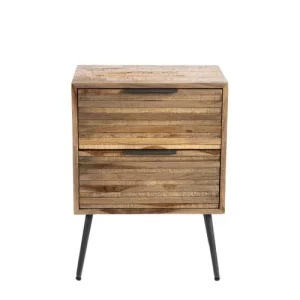 site en ligne Drawer Table De Chevet En Métal Et Teck Recyclé H60cm Bois 7