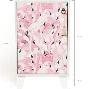 magasins pour RNT By Really Nice Things Table De Chevet En Pin Massif Avec Imprimé Flamants Roses 12