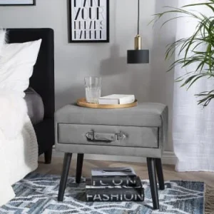 Beliani Table De Chevet En Velours Gris site pas cher 10