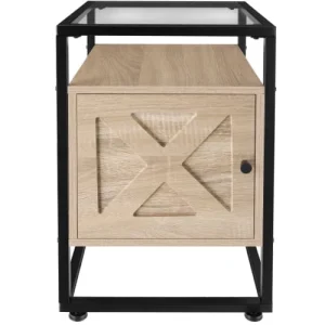 Tectake Table De Chevet Kidderminster 40x43x60,5cm Bois Clair Industriel, REMISE allant jusqu. 10