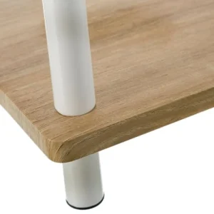 Wadiga Table De Chevet Ou D’appoint En Métal Blanc Et Bois 34x30x59cm Meilleur Prix Garanti 9