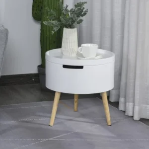 Livraison gratuite HOMCOM Table De Chevet – Table Basse Avec 2 Compartiments De Rangement Blanc 16