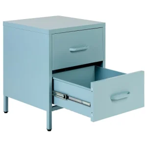 Beliani Table De Nuit En Acier Bleu Clair à 2 Tiroirs soldes ligne 12