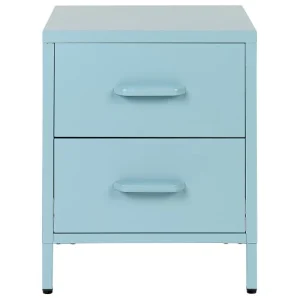 Beliani Table De Nuit En Acier Bleu Clair à 2 Tiroirs soldes ligne 16