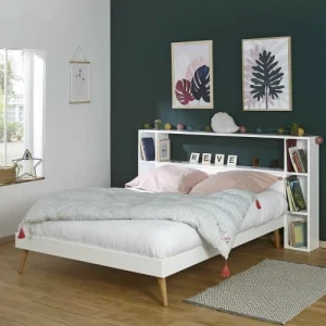 officiel ID Kids Tête De Lit Avec Rangements 120 Cm Bois Massif Blanc 11