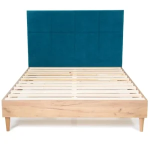 grand choix HOMIFAB Tête De Lit Capitonnée En Velours Bleu Canard 140 Cm 14