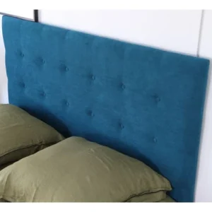 marque pas cher HOMIFAB Tête De Lit Capitonnée En Velours Bleu Canard 140 Cm 12