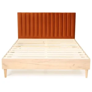 magasin pas cher HOMIFAB Tête De Lit Matelassé En Velours Rouille 140 Cm 14