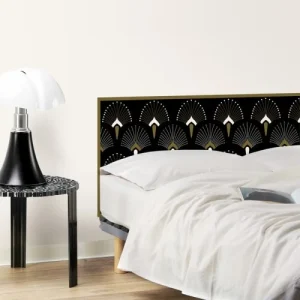 99Déco Tête De Lit Papier Peint Art Deco Noir Or Eventail 180cm en promotion 8