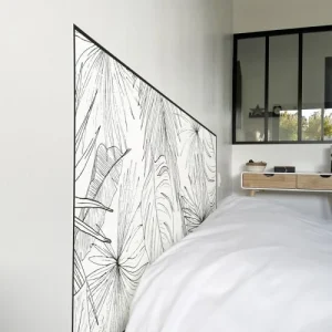 grande marque pas cher 99Déco Tête De Lit Papier Peint Jungle Végétal Noir Et Blanc 160cm 10