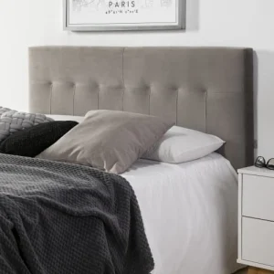 grande qualité HOMN Tête De Lit Tapissée 140×100 Cm Gris, Velours, Pieds En Bois 10