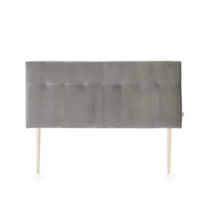 grande qualité HOMN Tête De Lit Tapissée 140×100 Cm Gris, Velours, Pieds En Bois 12