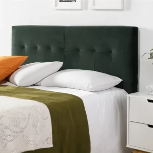 en ligne HOMN Tête De Lit Tapissée 140×100 Cm Vert, Velours, Pieds En Bois 10