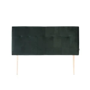 en ligne HOMN Tête De Lit Tapissée 140×100 Cm Vert, Velours, Pieds En Bois 12