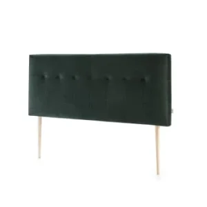 en ligne HOMN Tête De Lit Tapissée 140×100 Cm Vert, Velours, Pieds En Bois 18